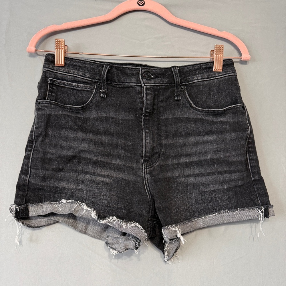 Abercrombie & Fitch Simone Hi Rise Denim Shorts Size 27 Black Frayed Hem Summer